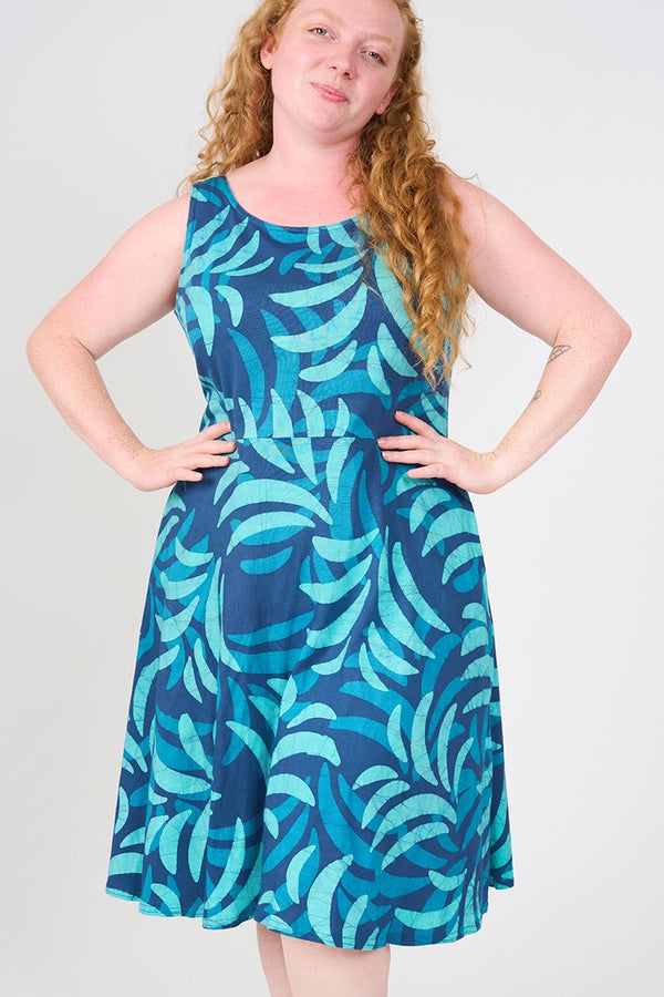 Fit & Flare - Ferns Navy Global Mamas