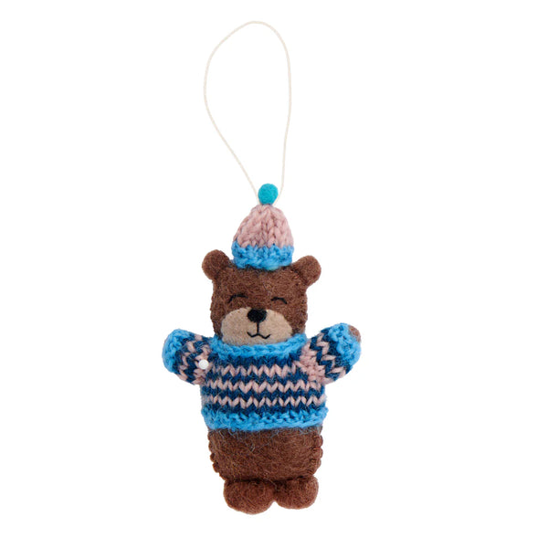 Felt Animals In A Knit Sweater Ornament  Global Goods Partners Bear  
