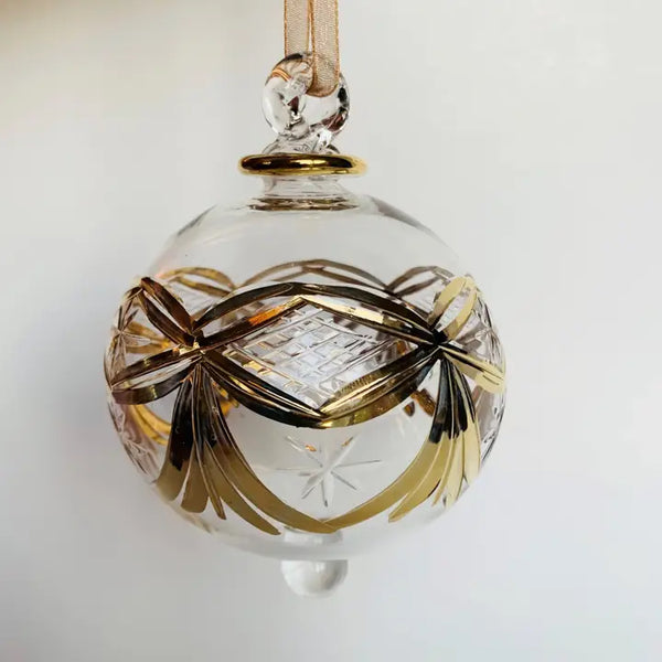 Blown Glass Ornament Christmas Silver and Gold Dandarah Gold Garland