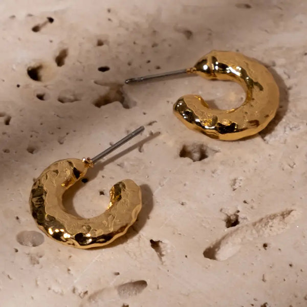 Gold Hammered Mini Hoop Earring Mayana