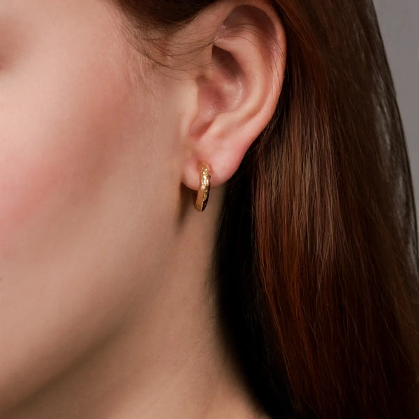 Gold Hammered Mini Hoop Earring Mayana