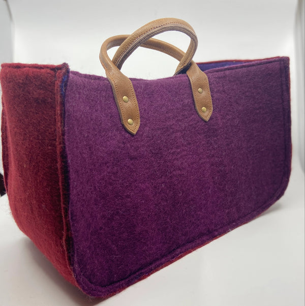 Grab And Go Felted Wool Carry All Fibers of Life Plum