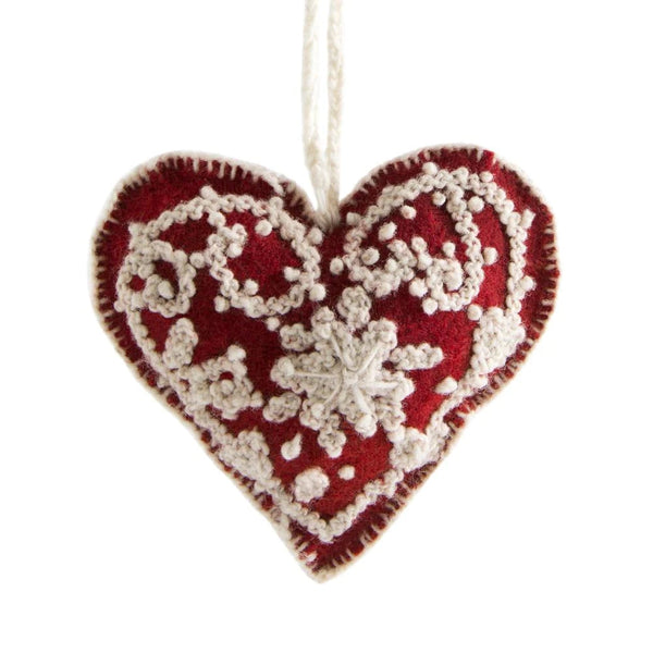 Embroidered Wool Ornament Global Goods Partners Heart