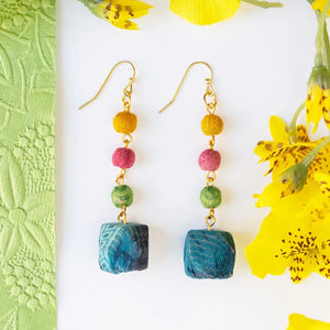Kantha Suspended Polygon Earring WorldFinds