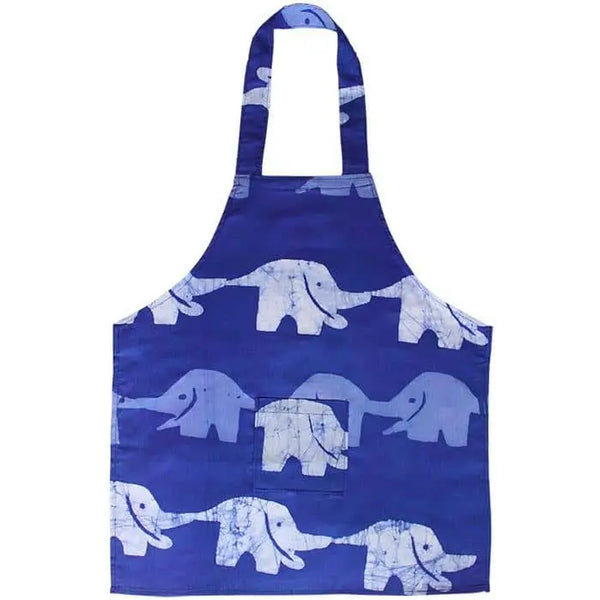 Organic Kids Apron Blue Elephants Global Mamas Elephants Blue