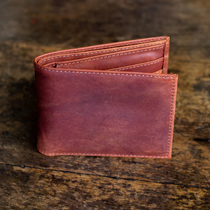 Leather Bi-Fold Wallet Twin Engine Brown