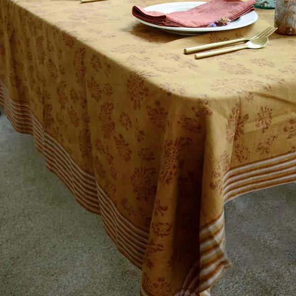 Block Print Tablecloth - 56x108 Ichcha Marigold