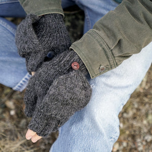 Men's Glitten fingerless gloves Andes Gifts Charcoal