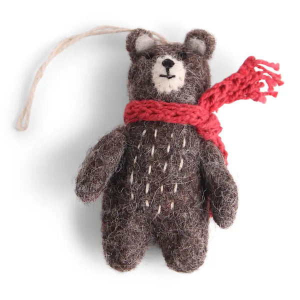 Mini Felt Christmas Ornaments Gry&Sif Bear with Scarf