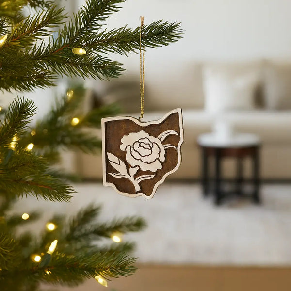 Wooden Ohio Ornament