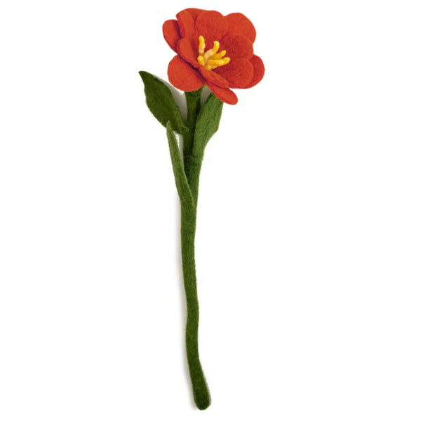 Felt Camellia Flower Yellow Global Goods Partners Red-Orange