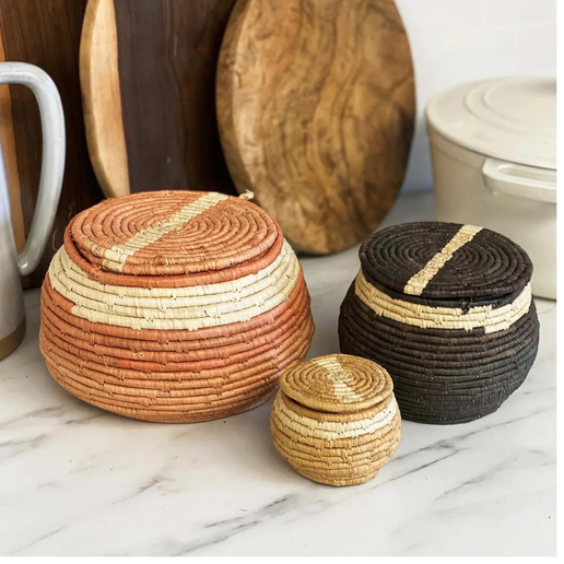 Seratonia Lidded Box - Three Nesting Large Peach Kazi   