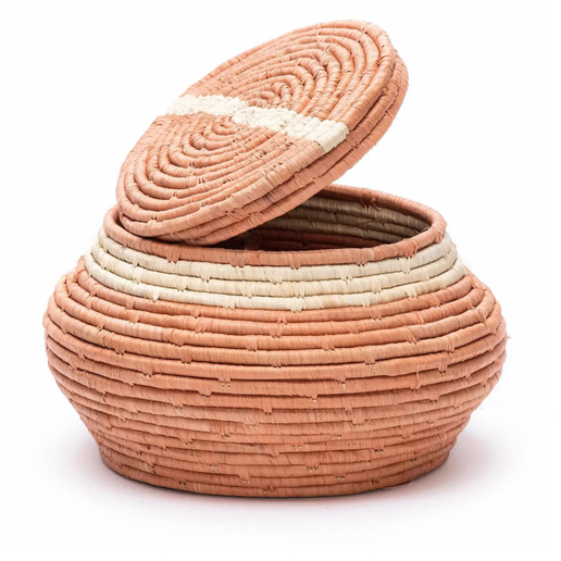 Seratonia Lidded Box - Three Nesting Large Peach Kazi Large Peach  