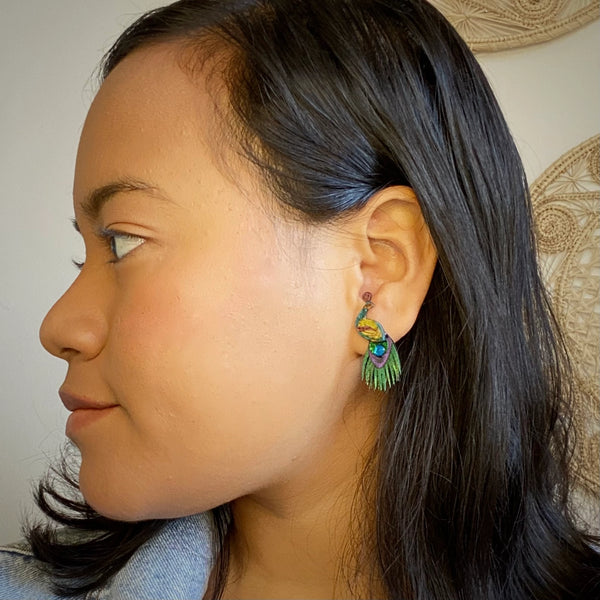 Peacock Earrings Tulia's Artisan Gallery Small