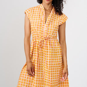Retro Dress - Plaid Gold Global Mamas