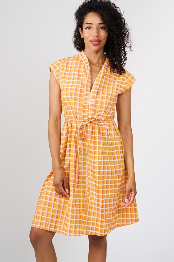 Retro Dress - Plaid Gold Global Mamas