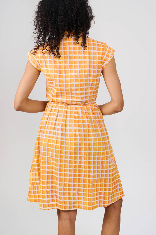 Retro Dress - Plaid Gold Global Mamas