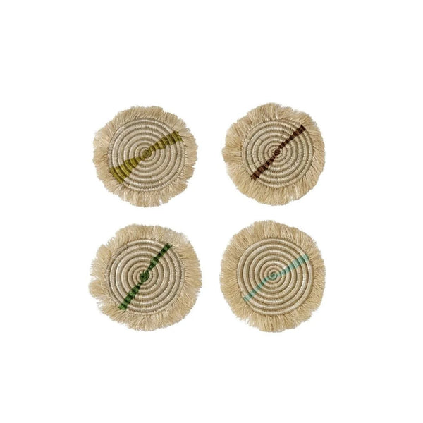 Fringed Coasters Natural Kazi Multicolor Wheat  