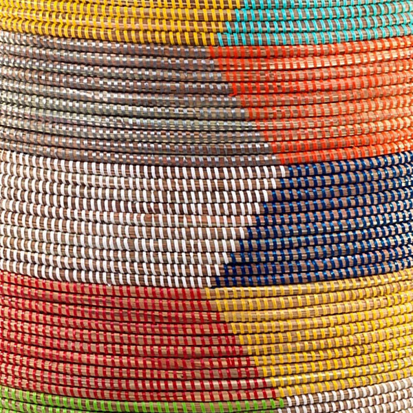 Oversized Rainbow Herringbone Lidded Storage Basket