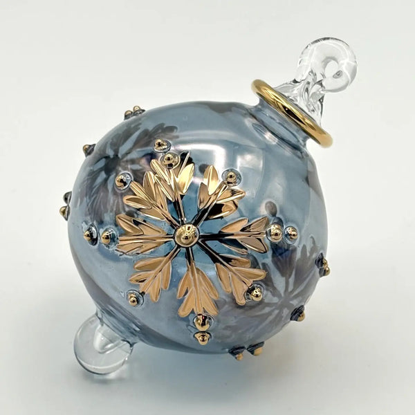 Mini Blown Glass Ornament Dandarah Blue Snowflake