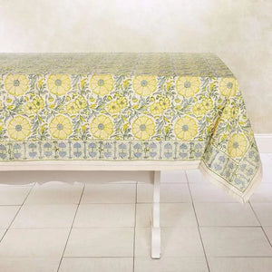 Block Print Square Tablecloth Sustainable Threads Bloom