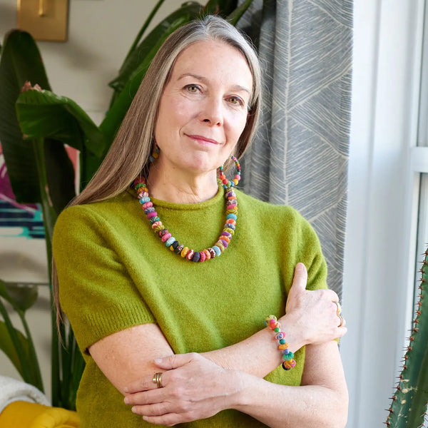 Stacked Button Kantha Necklace WorldFinds