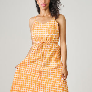 Sunset Dress - Plaid Gold Global Mamas