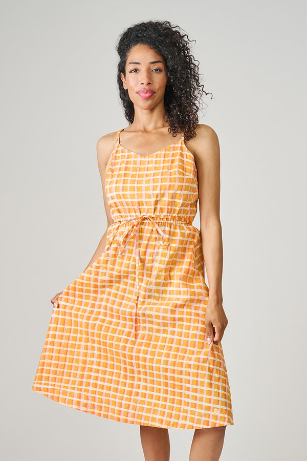 Sunset Dress - Plaid Gold Global Mamas