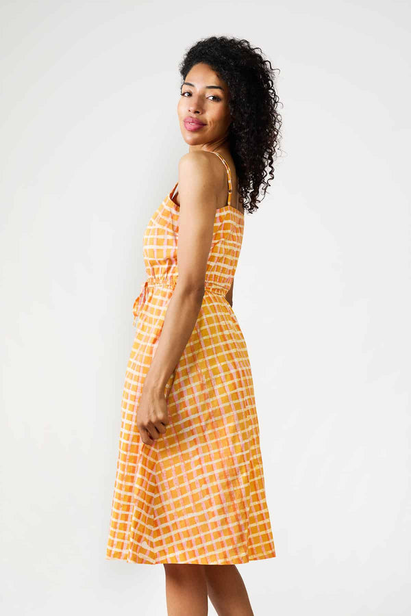 Sunset Dress - Plaid Gold Global Mamas