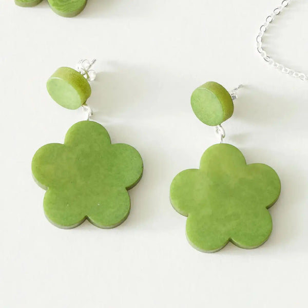 Tagua Bloom Earring WorldFinds Green