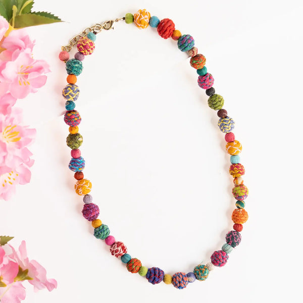 Threaded Kantha Classic Strand Necklace WorldFinds