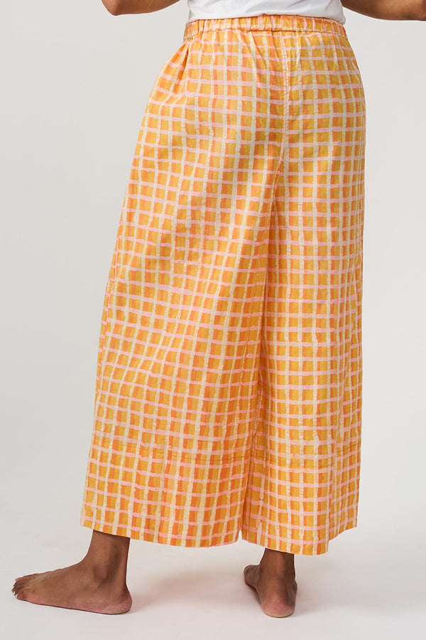 Trousers - Plaid Gold Global Mamas