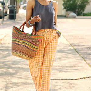 Trousers - Plaid Gold Global Mamas