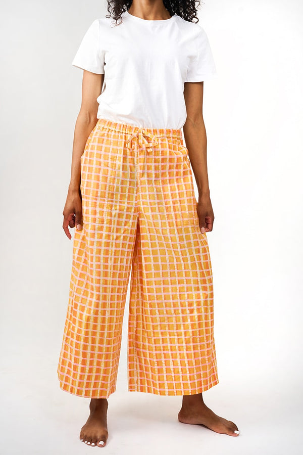 Trousers - Plaid Gold Global Mamas