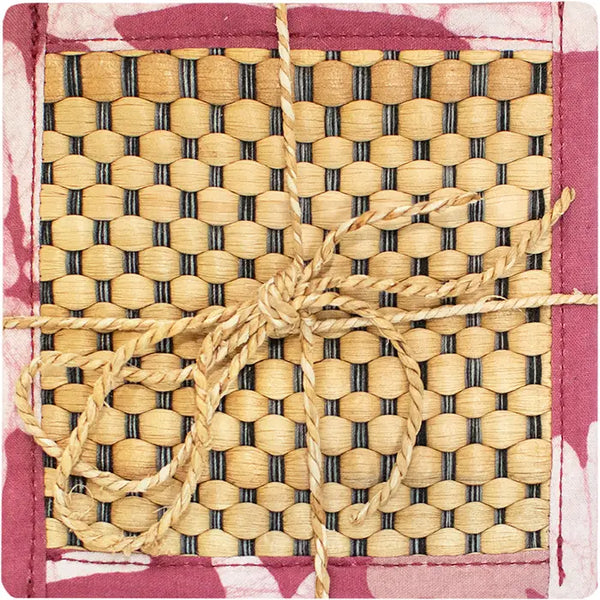 Water Hyacinth Coasters Indigo Global Mamas Rosewood