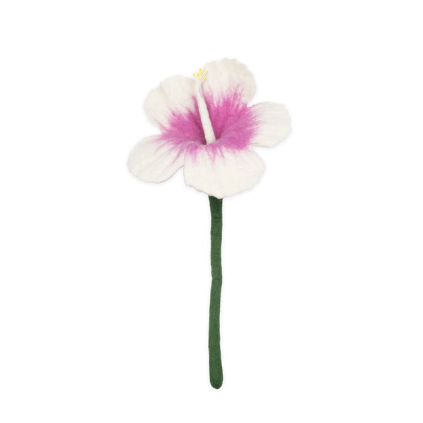 Felt Hibiscus Flower Yellow Global Goods Partners White