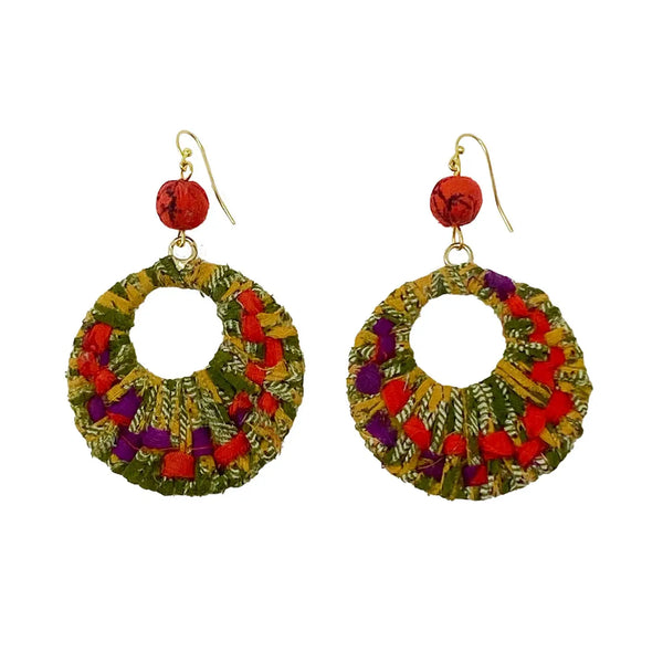 Woven Kantha Earring WorldFinds